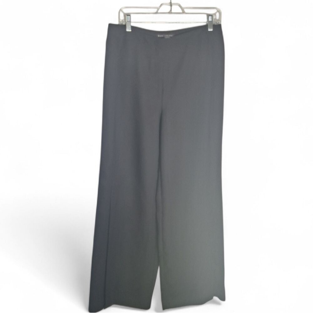 Black Label by Chicos Wide Leg Dress Pants Front Slits Office Chic Medium Womens